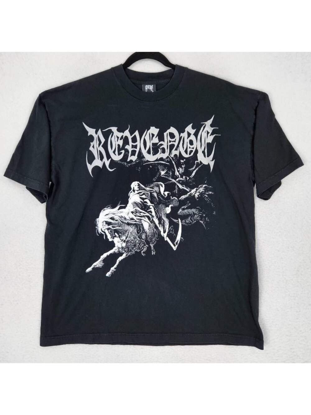 Revenge Shirt Mens XL Black Grim Reaper Horseman Gothic Graphic Streetwear Tee